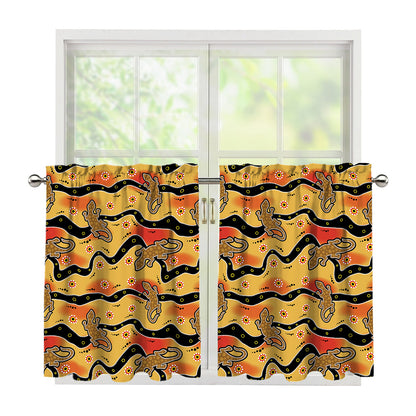 Aboriginal Lizard Pattern Print Tier Curtains