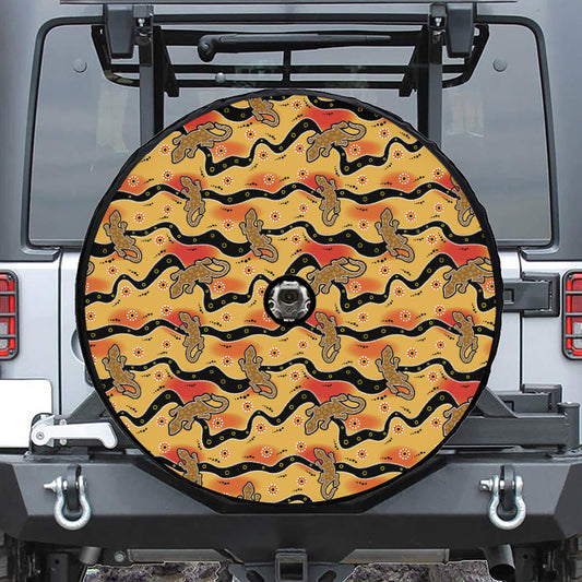 Aboriginal Lizard Pattern Print Tire Cover With Camera Hole