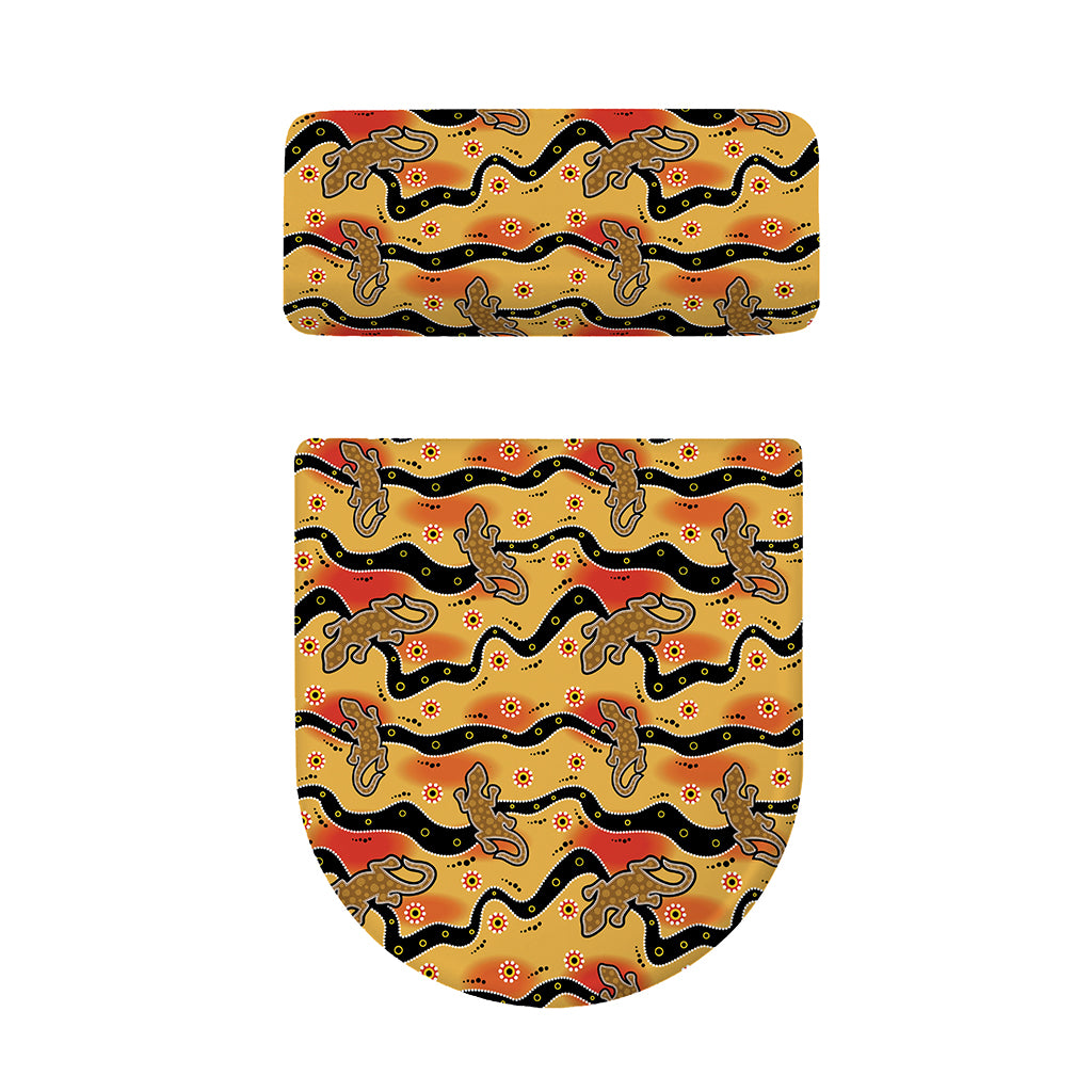 Aboriginal Lizard Pattern Print Toilet Lid And Tank Cover Set
