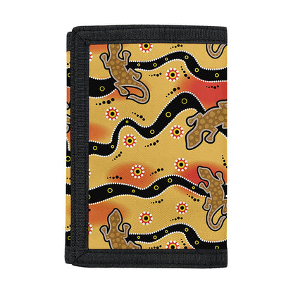 Aboriginal Lizard Pattern Print Trifold Wallet