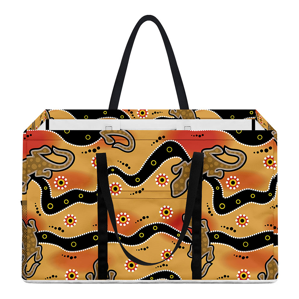 Aboriginal Lizard Pattern Print Utility Tote Bag