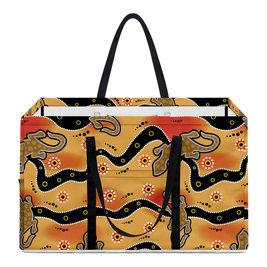 Aboriginal Lizard Pattern Print Utility Tote Bag