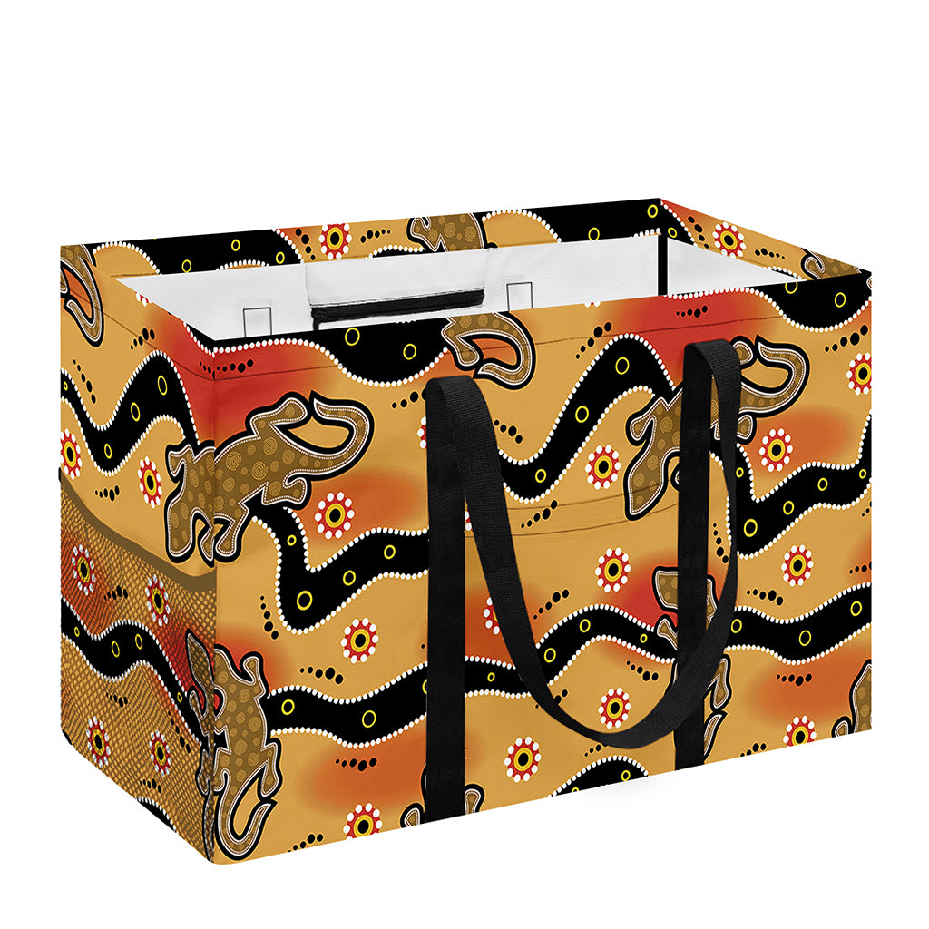 Aboriginal Lizard Pattern Print Utility Tote Bag