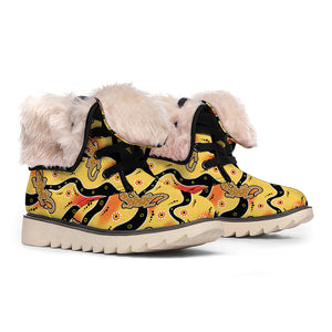 Aboriginal Lizard Pattern Print Winter Boots