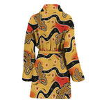 Aboriginal Lizard Pattern Print Women's Bathrobe