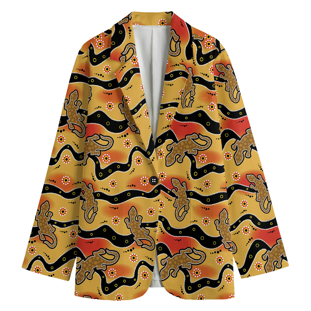Aboriginal Lizard Pattern Print Women's Blazer
