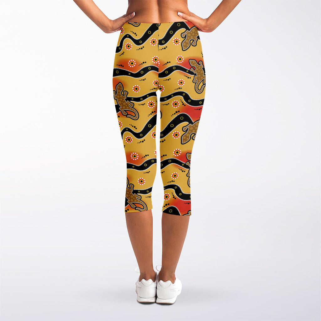 Aboriginal Lizard Pattern Print Women's Capri Leggings
