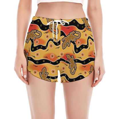 Aboriginal Lizard Pattern Print Women's Split Running Shorts