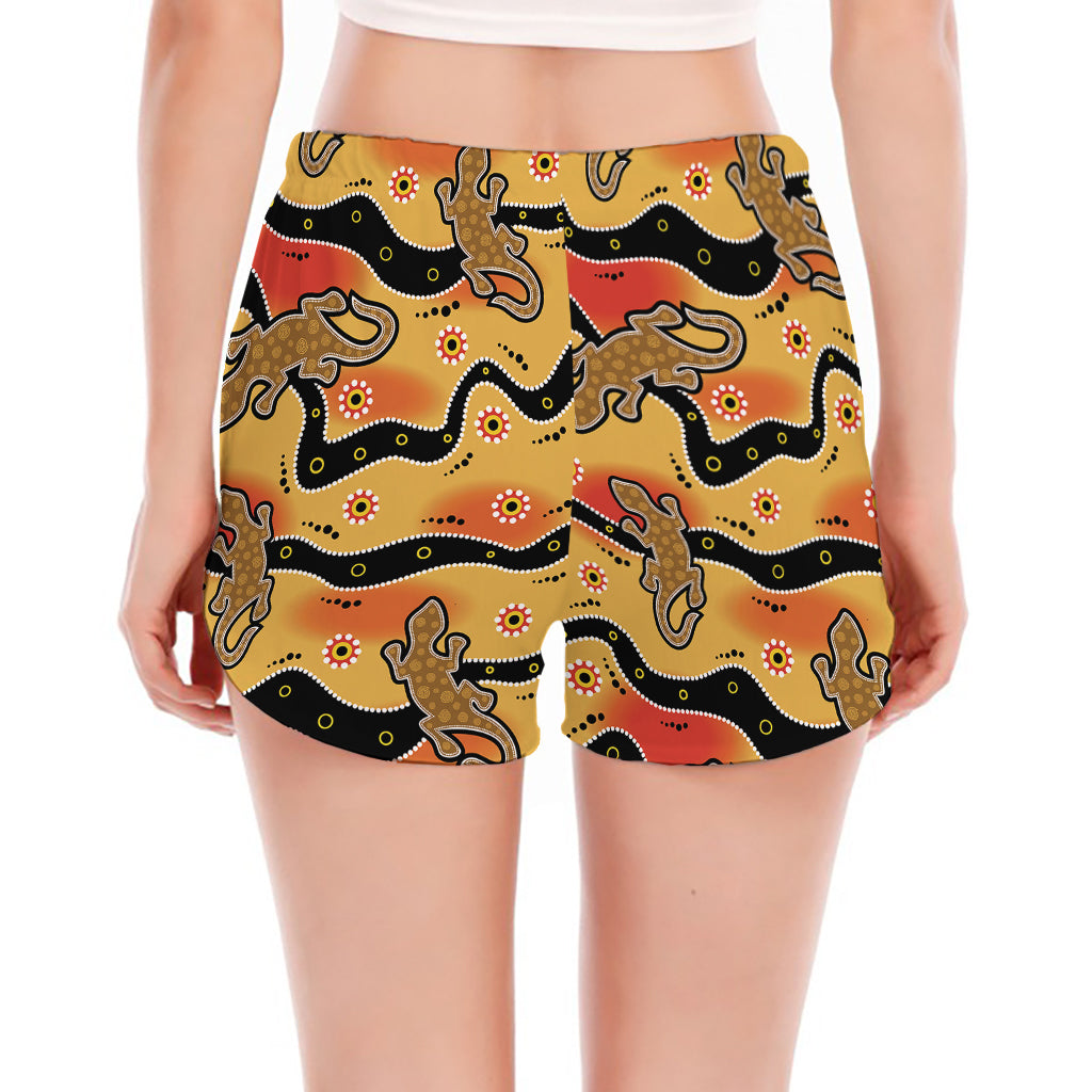 Aboriginal Lizard Pattern Print Women's Split Running Shorts