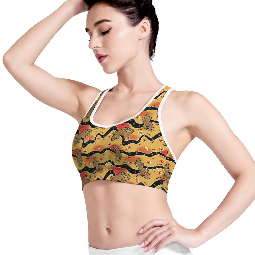 Aboriginal Lizard Pattern Print Women's Sports Bra