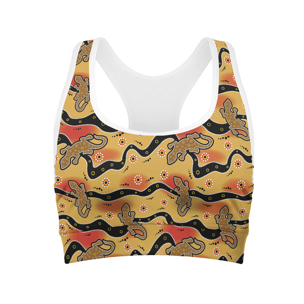 Aboriginal Lizard Pattern Print Women's Sports Bra