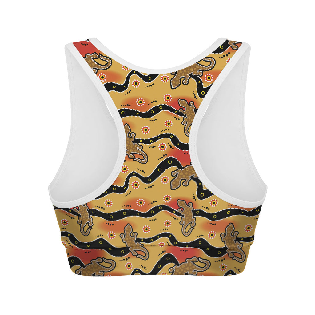 Aboriginal Lizard Pattern Print Women's Sports Bra