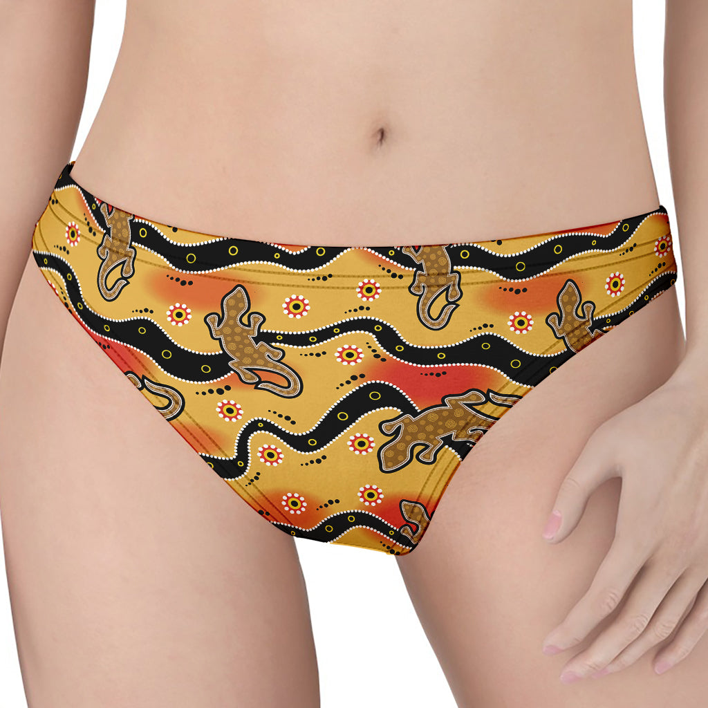 Aboriginal Lizard Pattern Print Women's Thong