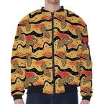 Aboriginal Lizard Pattern Print Zip Sleeve Bomber Jacket
