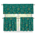 Aboriginal Sea Turtle Pattern Print 3 Piece Kitchen Curtains