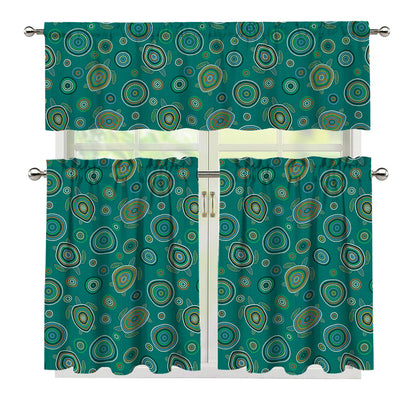 Aboriginal Sea Turtle Pattern Print 3 Piece Kitchen Curtains