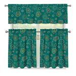 Aboriginal Sea Turtle Pattern Print 3 Piece Kitchen Curtains