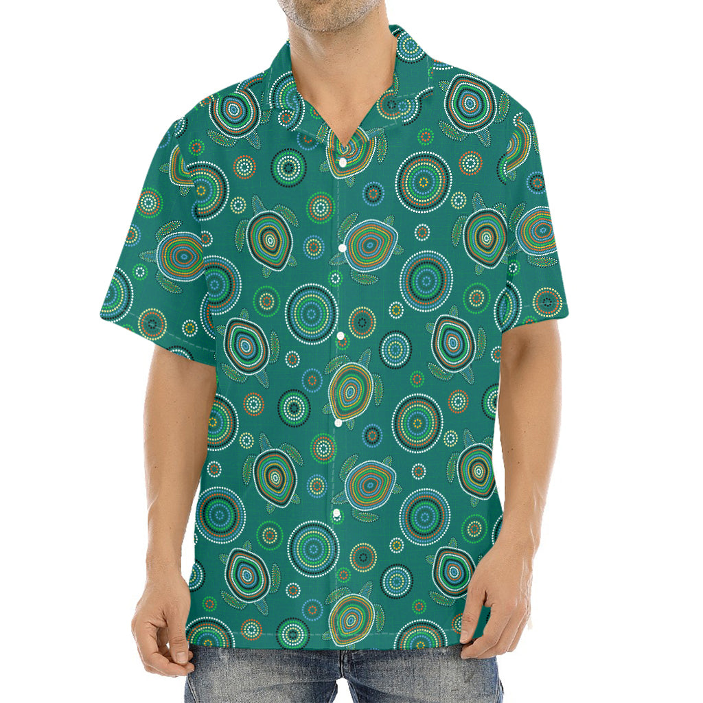 Aboriginal Sea Turtle Pattern Print Aloha Shirt