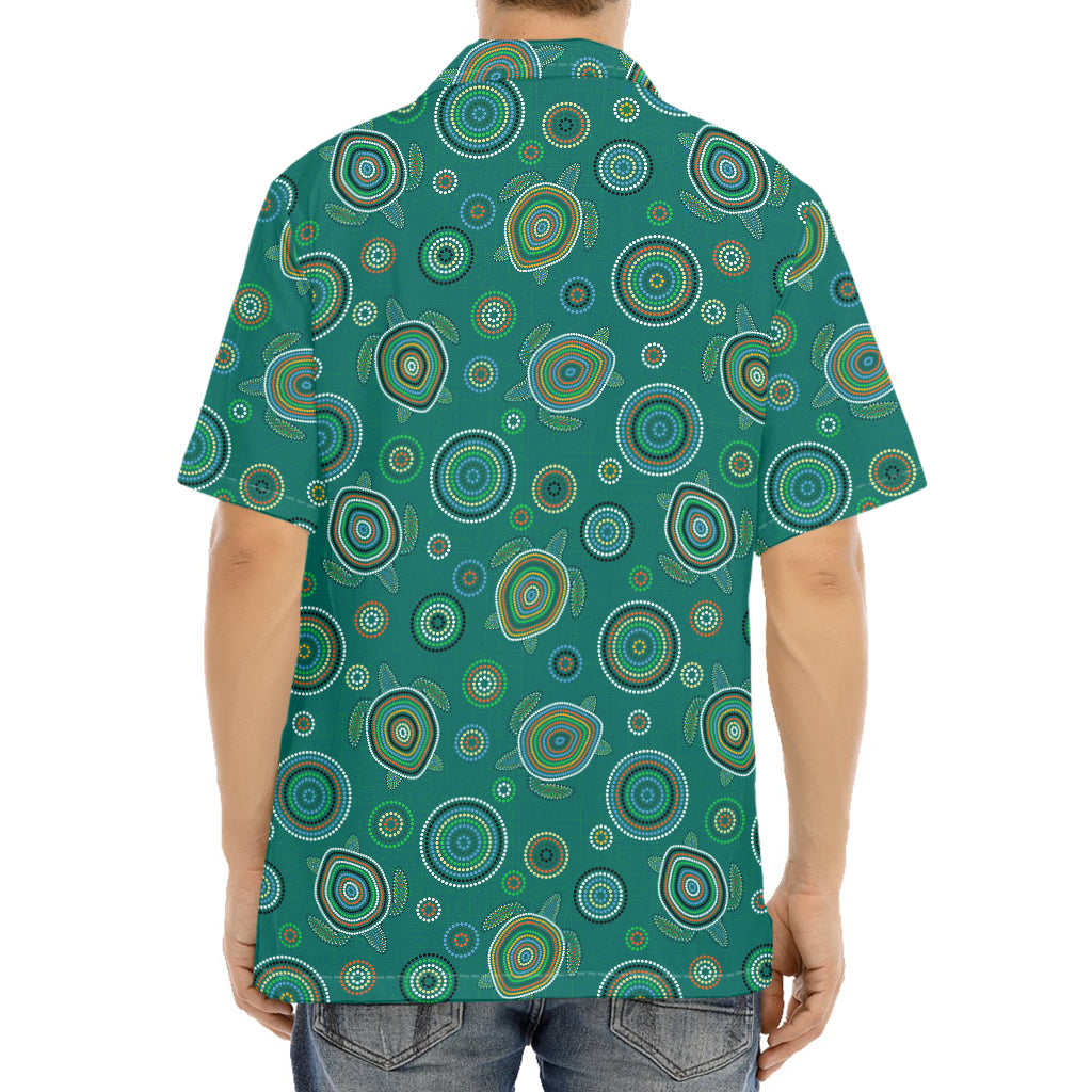 Aboriginal Sea Turtle Pattern Print Aloha Shirt