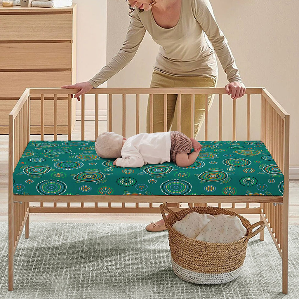 Aboriginal Sea Turtle Pattern Print Baby Crib Sheet