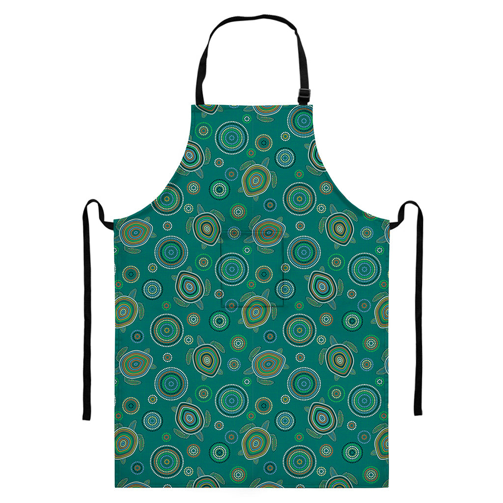 Aboriginal Sea Turtle Pattern Print Bib Apron With Pocket