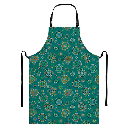 Aboriginal Sea Turtle Pattern Print Bib Apron With Pocket