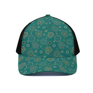 Aboriginal Sea Turtle Pattern Print Black Mesh Trucker Cap