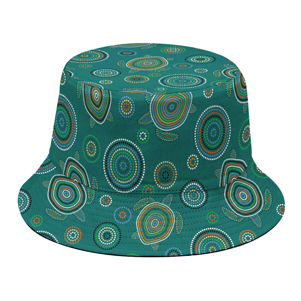 Aboriginal Sea Turtle Pattern Print Bucket Hat