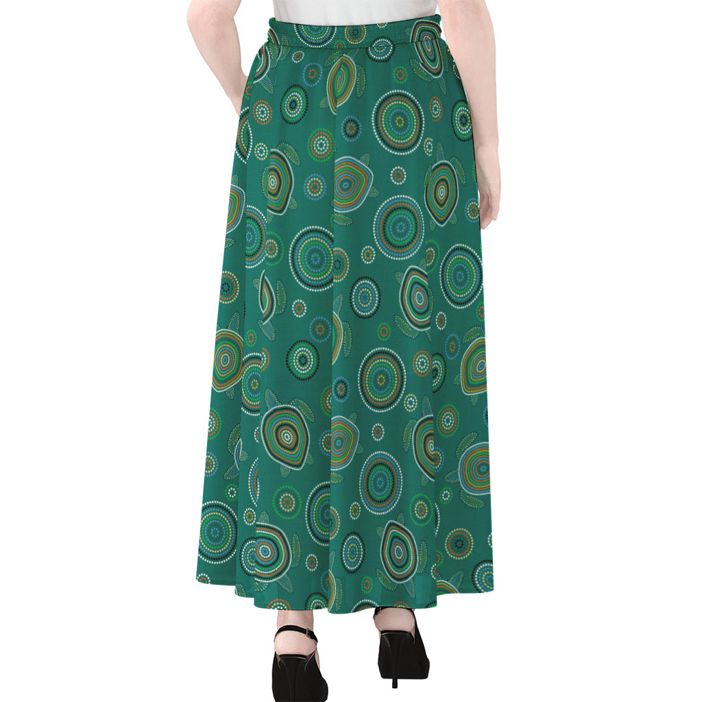 Aboriginal Sea Turtle Pattern Print Chiffon Maxi Skirt