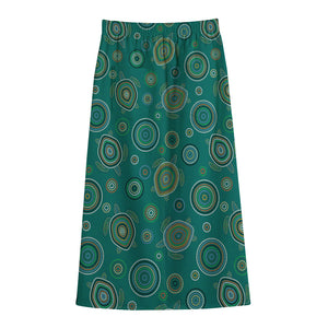 Aboriginal Sea Turtle Pattern Print Cotton Front Slit Maxi Skirt