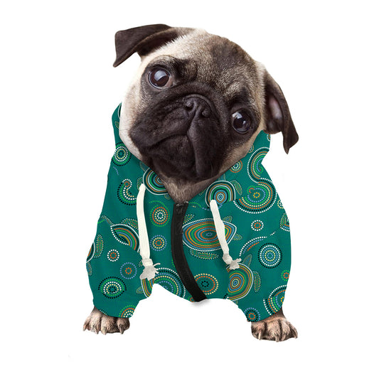 Aboriginal Sea Turtle Pattern Print Dog Zip Up Hoodie