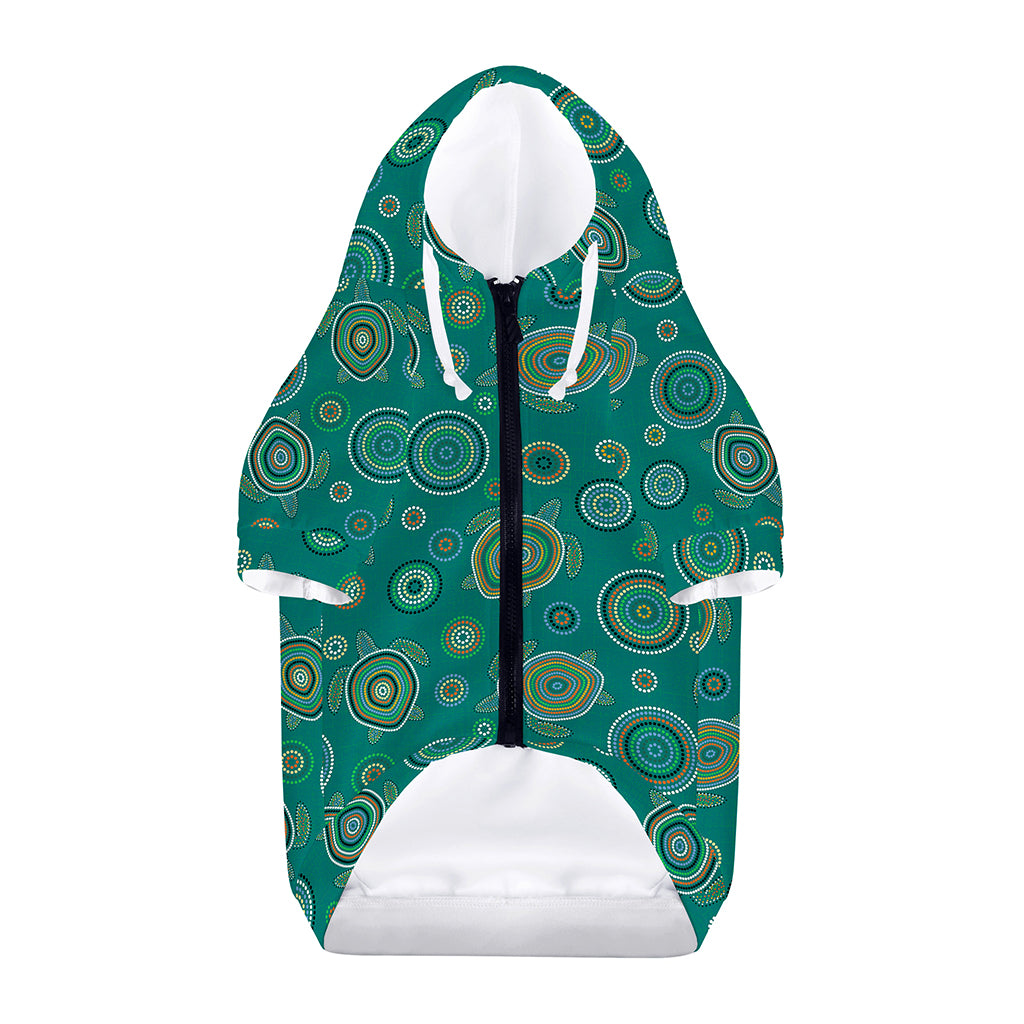 Aboriginal Sea Turtle Pattern Print Dog Zip Up Hoodie