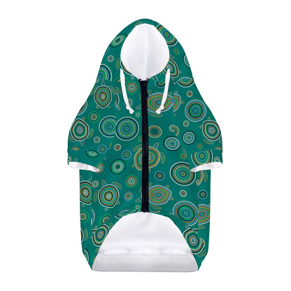 Aboriginal Sea Turtle Pattern Print Dog Zip Up Hoodie