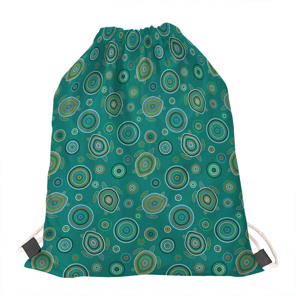 Aboriginal Sea Turtle Pattern Print Drawstring Bag