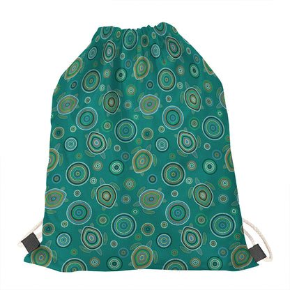 Aboriginal Sea Turtle Pattern Print Drawstring Bag