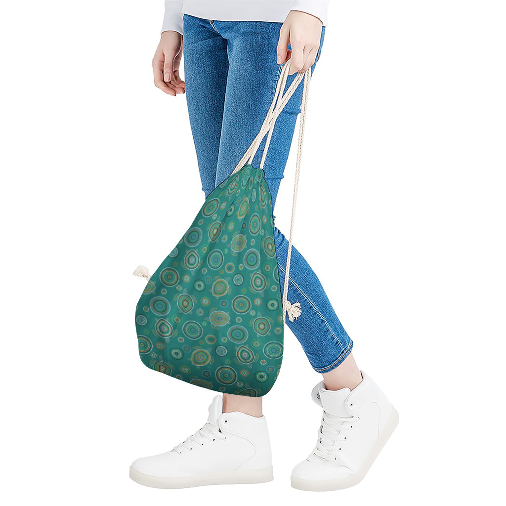 Aboriginal Sea Turtle Pattern Print Drawstring Bag
