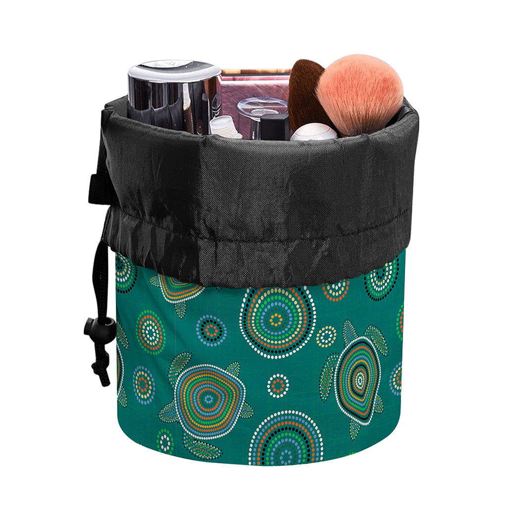 Aboriginal Sea Turtle Pattern Print Drawstring Makeup Bag
