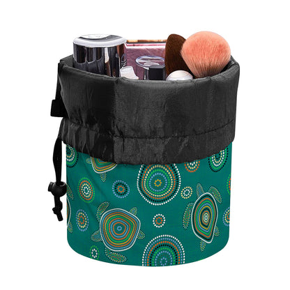 Aboriginal Sea Turtle Pattern Print Drawstring Makeup Bag