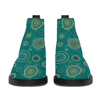 Aboriginal Sea Turtle Pattern Print Flat Ankle Boots
