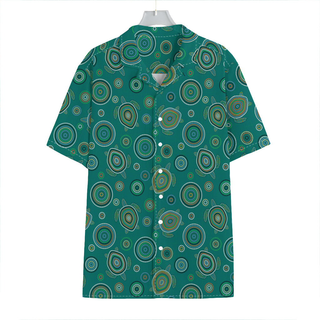 Aboriginal Sea Turtle Pattern Print Hawaiian Shirt