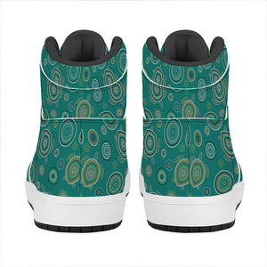 Aboriginal Sea Turtle Pattern Print High Top Leather Sneakers