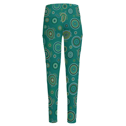 Aboriginal Sea Turtle Pattern Print High-Waisted Pocket Leggings