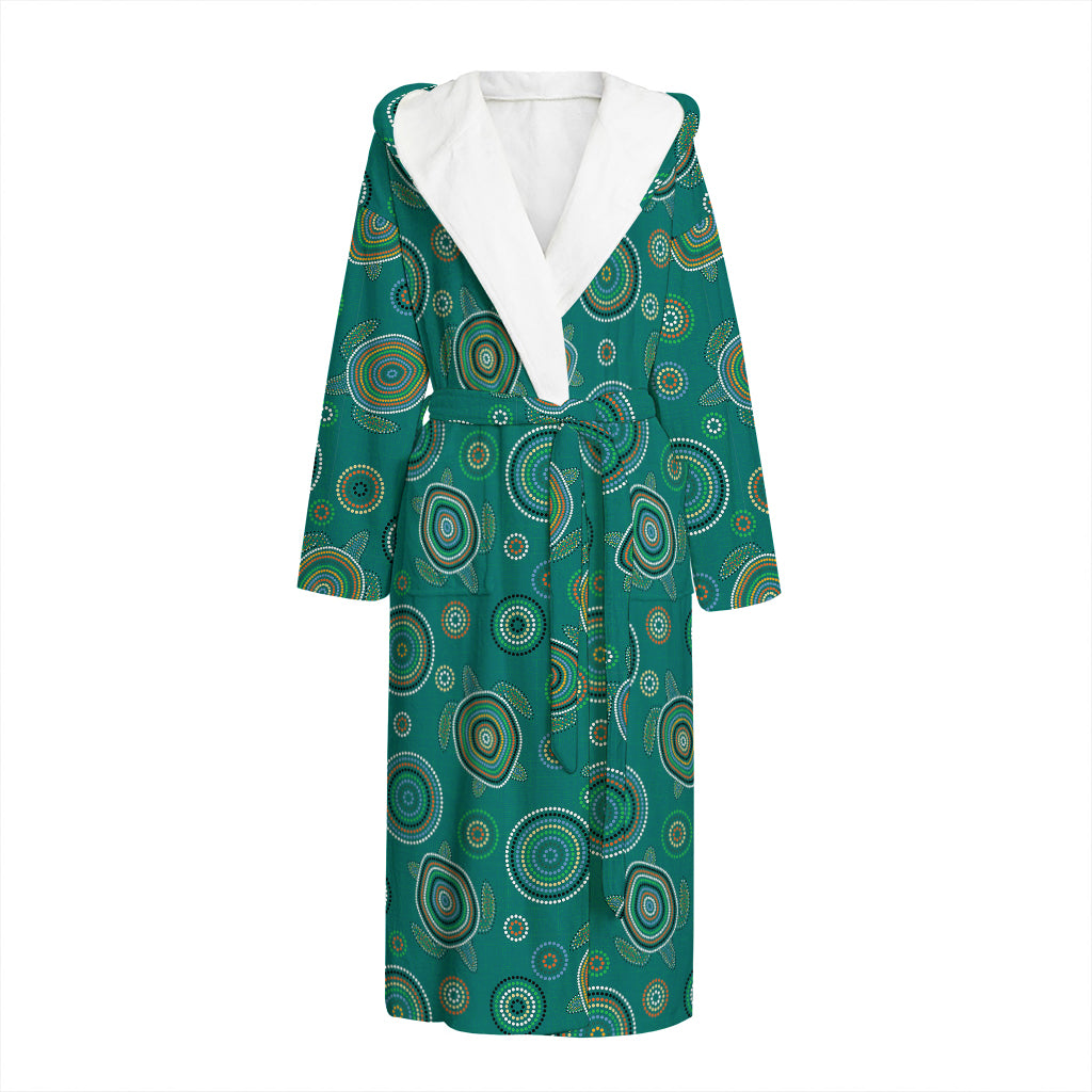 Aboriginal Sea Turtle Pattern Print Hooded Bathrobe