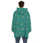Aboriginal Sea Turtle Pattern Print Hoodie Blanket