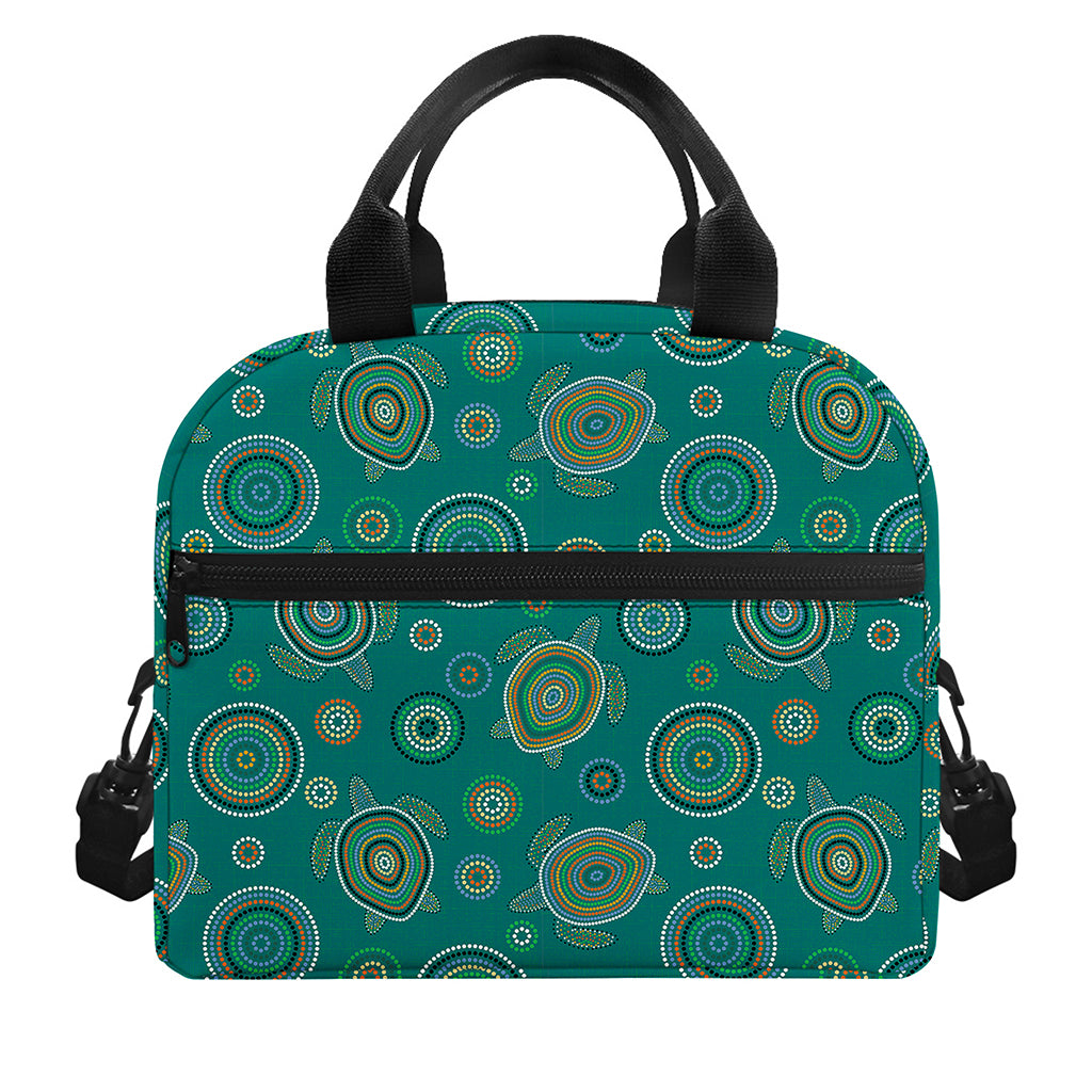 Aboriginal Sea Turtle Pattern Print Insulated Lunch Bag