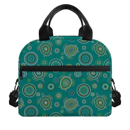 Aboriginal Sea Turtle Pattern Print Insulated Lunch Bag