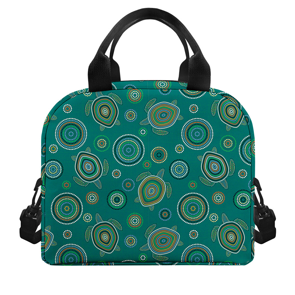 Aboriginal Sea Turtle Pattern Print Insulated Lunch Bag