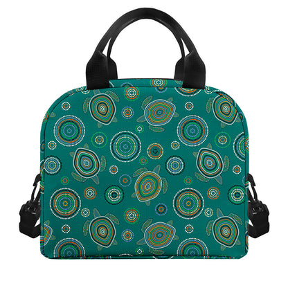 Aboriginal Sea Turtle Pattern Print Insulated Lunch Bag