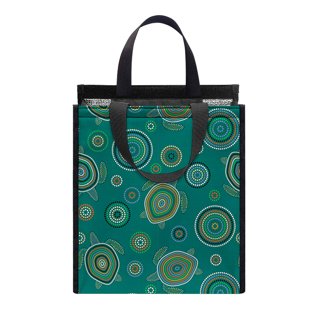Aboriginal Sea Turtle Pattern Print Insulated Lunch Tote