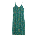 Aboriginal Sea Turtle Pattern Print Jersey Midi Cami Dress